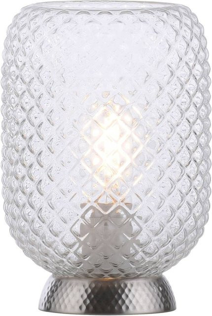 Just Light Tischleuchte Reishi aus Stahl mit Rauchglas in Silber, H: 23 cm, B: 15 cm, T: 15 cm, E27 - Bild 1