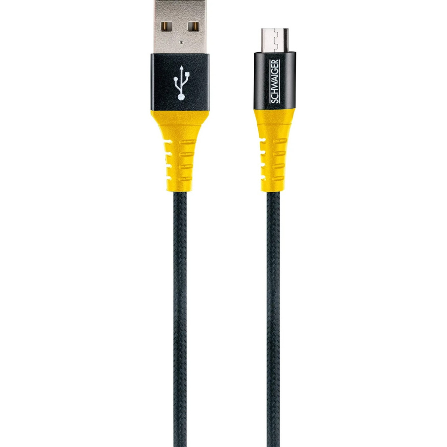 Schwaiger Micro USB Sync- und Ladekabel Extreme in Schwarz und Gelb, Länge: 240 cm - Bild 2