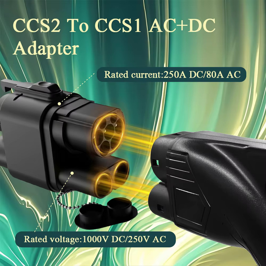 KOLANKY CCS2 auf CCS1 Adapter für schnelles AC/DC Laden von Elektrofahrzeugen in Schwarz - Bild 5