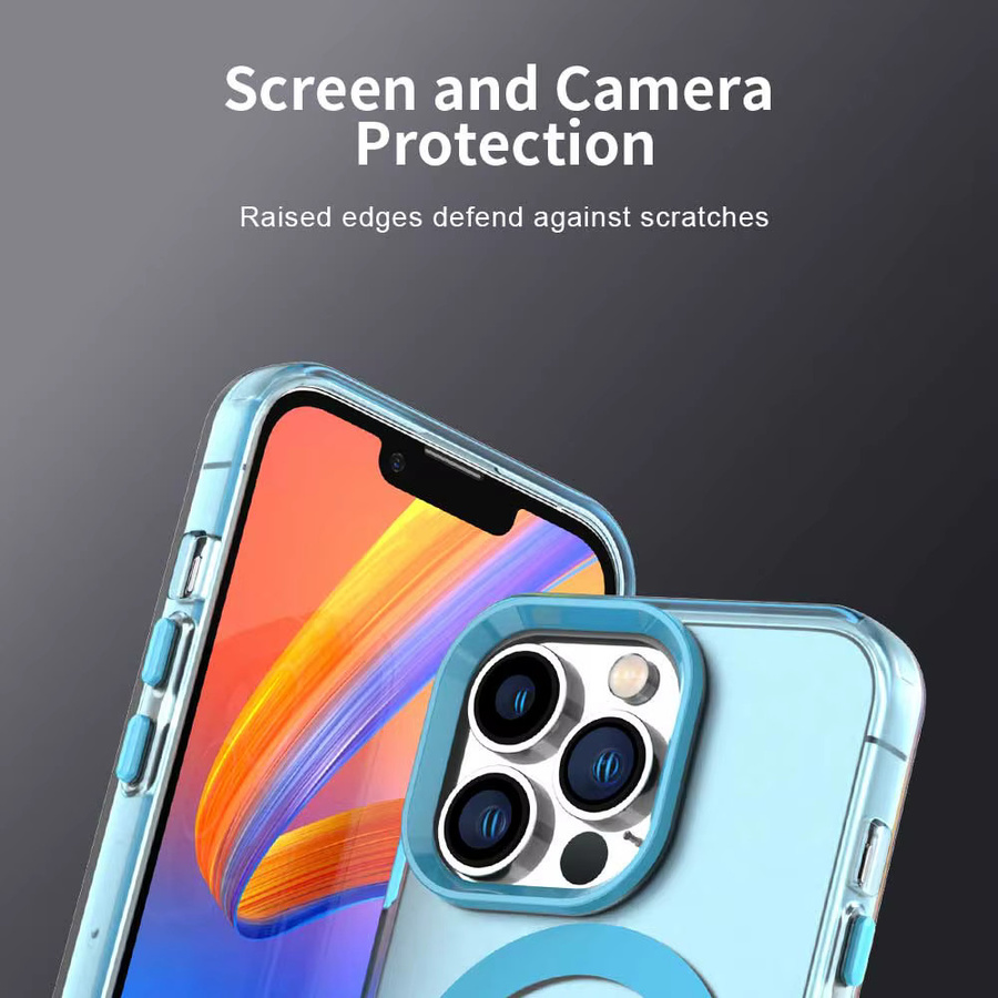 Magnetische kabellose Ladehülle für Apple iPhone 14, 13, 12 Pro Max und 14 Plus, transparent in Grün oder Blau - Bild 2