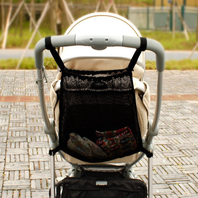 DANIVIVI Baby Organizer aus Mesh für den Kinderwagen in Schwarz mit Clips zur Windelaufbewahrung und Zubehörorganisation - Bild 1