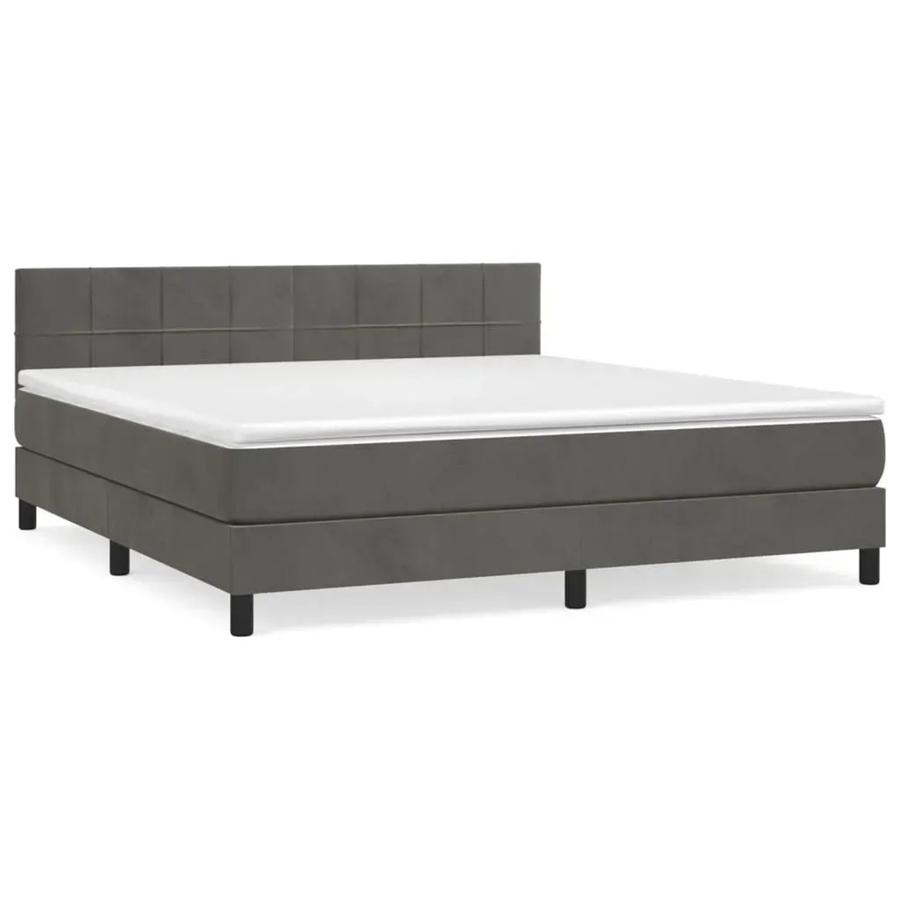 vidaXL Boxspringbett mit Matratze Dunkelgrau Samt B/T: 180 x 200 cm - Bild 2