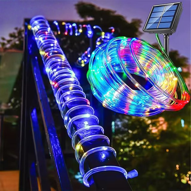 OKAL RED EAST Solar-LED-Lichterkette Neon Flex in Transparent mit Dämmerungssensor für Garten und Außenbereich - Bild 1