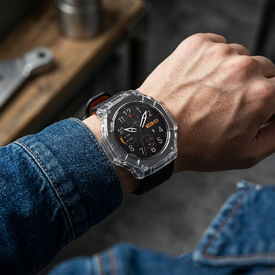 CAOWTAN Schutzhülle mit gehärtetem Glas für Amazfit T-Rex Ultra 2, Schwarz - Bild 3