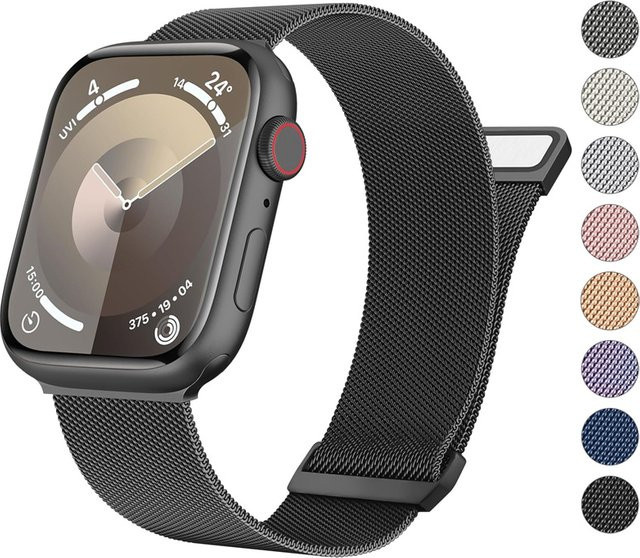 Milanaise Loop Uhrenarmband Edelstahl, Schwarz, Unisex - Bild 1