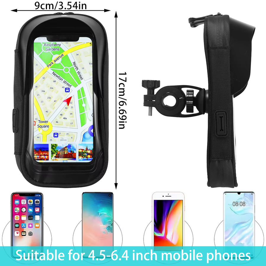 Wasserdichter Fahrrad-Telefonhalter für iPhone und Motorrad, 360 Grad drehbarer Handy-Hüllenrahmen in Schwarz - Bild 6