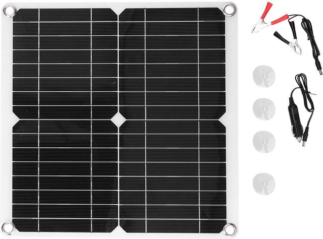 CosyHome Flexibles Solar Panel Kit 40W 18V Monokristallines Silizium Solar Ladegerät Modul IP65 Wasserdicht Schwarz mit USB-A Anschluss - Bild 1