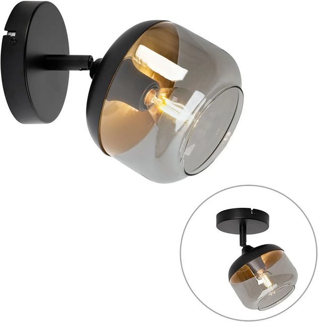 QAZQA Design Deckenstrahler Kyan in Schwarz und Gold mit Rauchglas, dimmbar und verstellbar - Bild 1