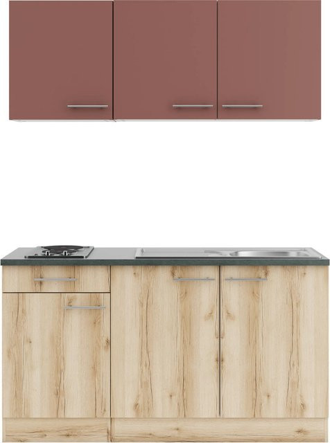 OPTIFIT Miniküche Bari407/Livorno290 in Rostrot und Wildeiche Nachbildung, Breite: 150 cm - Bild 1