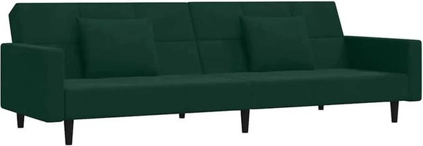 vidaXL Schlafsofa 2-Sitzer Click-Clack mit 2 Kissen aus Samt in Dunkelgrün
