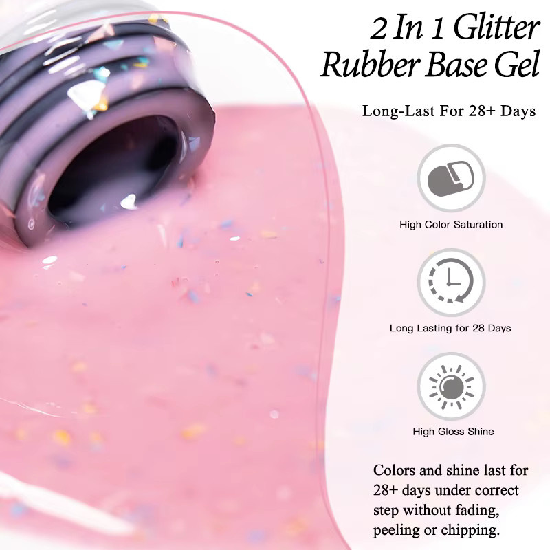 Mtssii Macaron Farbglitter-Gummi-Basisgel-Nagellack, schimmernd - Bild 5