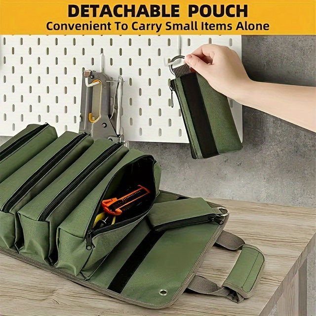 Multifunktionale Elektrikertasche in Grün mit großer Kapazität und mehrschichtiger Werkzeugaufbewahrung B/T/H: 46,5 x 27,5 x 5,0 cm - Bild 1