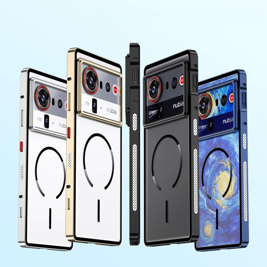 Magnetische Schutzhülle aus gehärtetem Glas und Aluminiumlegierung für ZTE nubia Z80 Ultra in Gold mit MagSafe Kompatibilität - Bild 5
