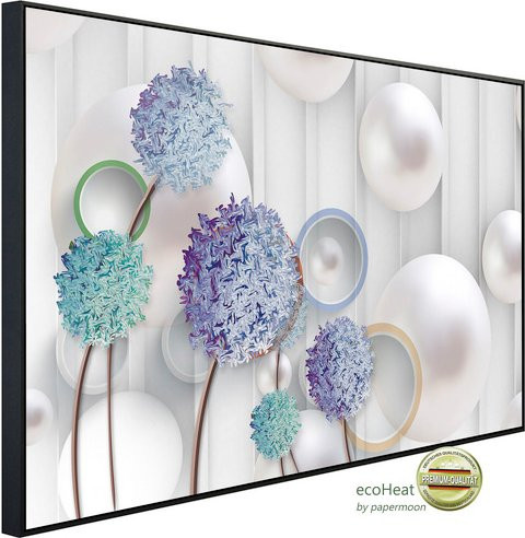 papermoon EcoHeat Infrarotheizung mit Abstrakt 3D Effekt Blumen in Bunt und Matt-Effekt - Bild 1