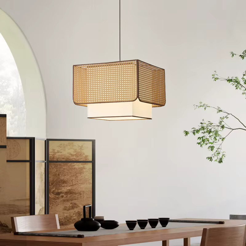 LINCCW LED Pendelleuchte aus Bambus und Rattan im Vintage Boho Design, braun - Bild 2