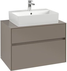V&B Waschtischunterschrank Collaro mit Waschtisch und LED-Beleuchtung, Farbe: Cashmere/Beige/Grau, B/H/T: 80 x 54,8 x 50 cm - Bild 1