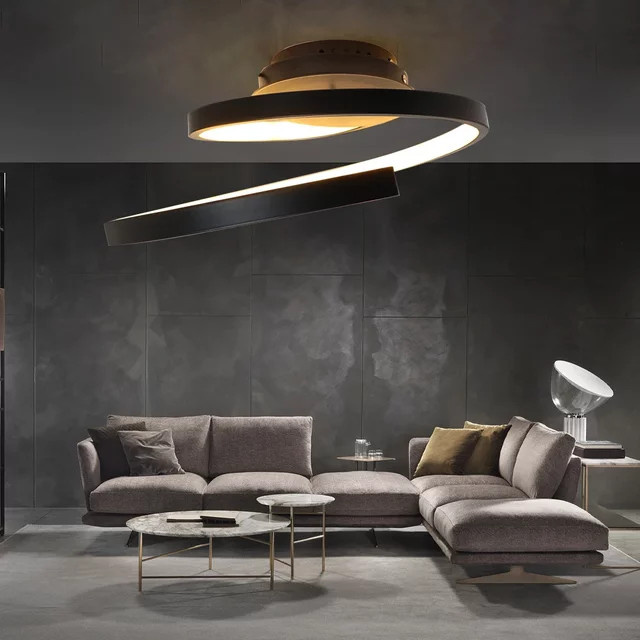 JOYINLED LED-Deckenleuchte im Ring-Design, minimalistische Deckenlampe aus Metall für Wohnzimmer, Esszimmer und Schlafzimmer, Schwarz und Weiß - Bild 1