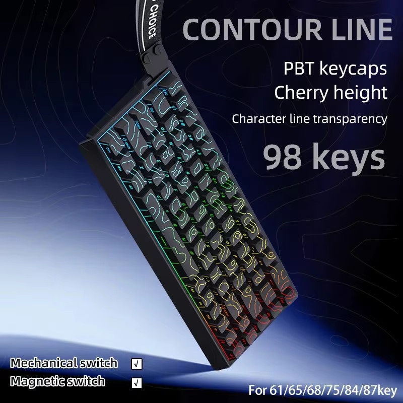 Contour KM97 PBT-Tastenkappen in Weiß und Multicolour für Attack Shark X68HE sowie MCHOSE ACE60/ACE68 magnetische Gaming-Tastaturen in Cherry-Profil - Bild 3