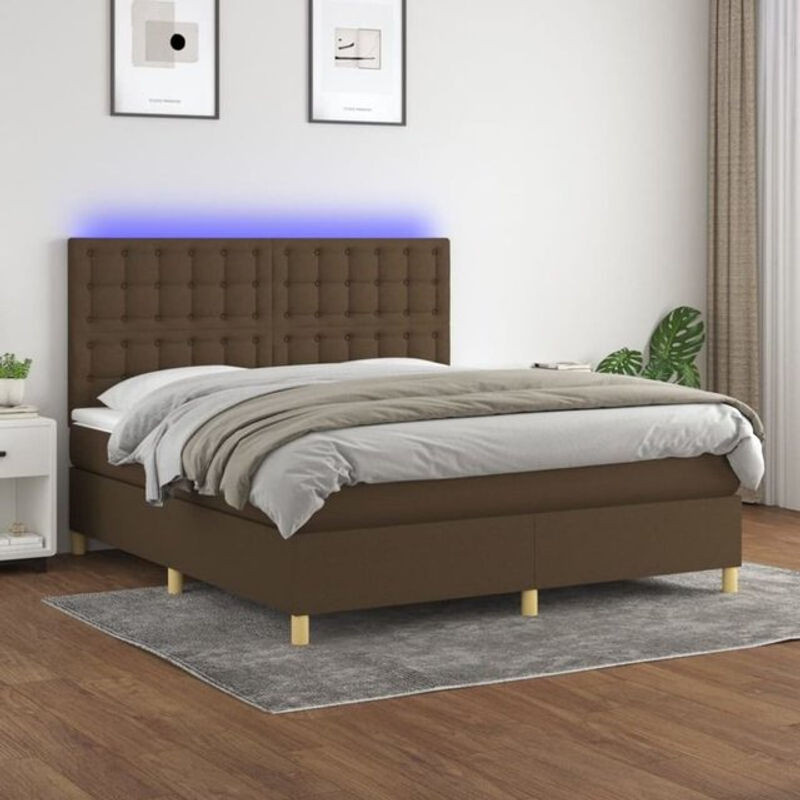 vidaxl Boxspringbett mit Matratze in Braun und Weiß aus Stoff, B/T/H: 180 x 200 x 118 cm - Bild 1
