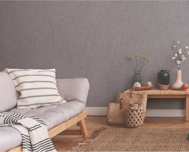 Livingwalls Tapete Uni Grau und Beige, moderne Vlies Tapete, Breite: 53 cm, Länge: 10,05 m - Bild 1