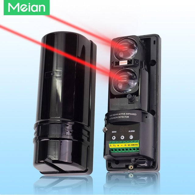 Meian Dual-Beam-Infrarotsensor Barrieredetektor in Schwarz mit 100 m Reichweite, 8 Frequenzumwandlung und Digitalanzeige - Bild 1