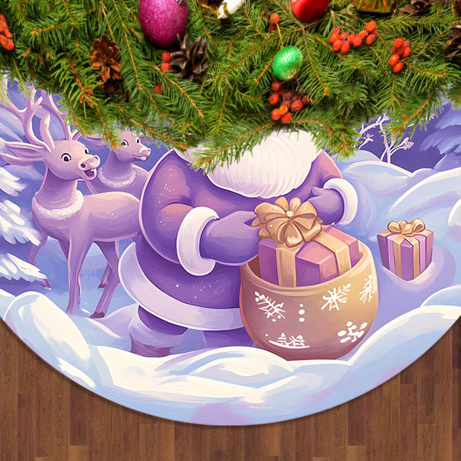 VIKAMA Kissen mit lila Weihnachtsbaum-Design und nordischem Schneemuster - Bild 4