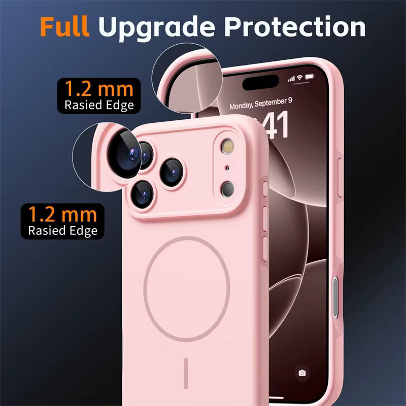 Magnetische Silikon-Schutzhülle mit MagSafe Kompatibilität für Apple iPhone 17 Air 16 15 14 13 12 Pro Max Plus in Beige und Pink - Bild 3