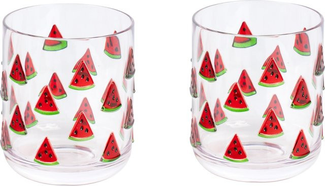 Trinkbecher Melone von Viva Domo, 2er-Set, transparent und rot - Bild 1