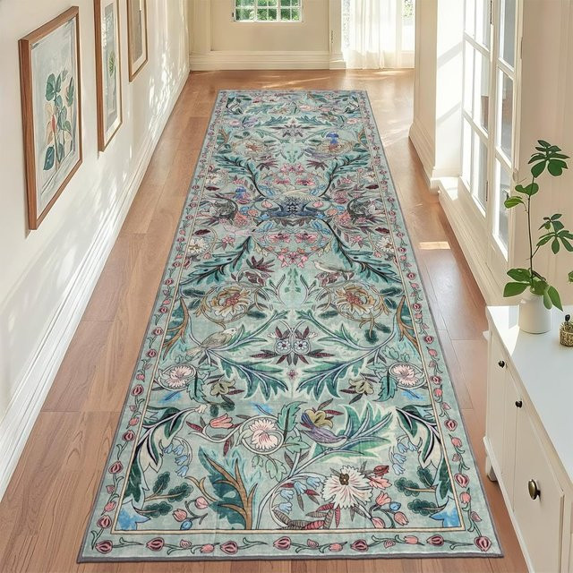 Lodestar Boho Läuferteppich Botanisches Dschungel Design Vintage Floral Rutschfest B/T: 40 x 120 cm - Bild 1