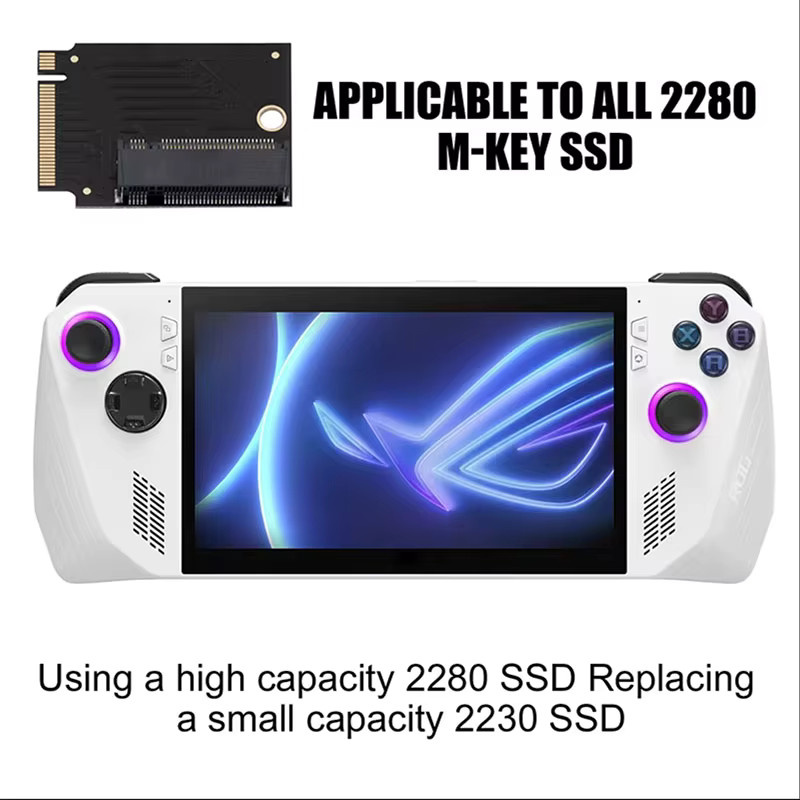 Asus ROG Ally NVMe M.2 Adapter 2230 auf 2280 PCIe 4.0 M-Key 90 Grad Konverter Board - Bild 2