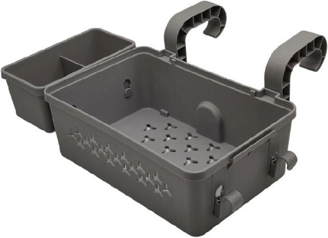Grauer Pool-Becherhalter und Aufbewahrungskorb aus Kunststoff mit Ablaufloch für Getränke, Spielzeug und Handys - Bild 1