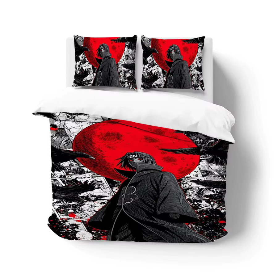 Naruto Itachi Uchiha Anime Bettwäsche-Set aus Baumwolle, 3-teilig, Mehrfarbig, Breite: 135 cm, Länge: 200 cm - Bild 3