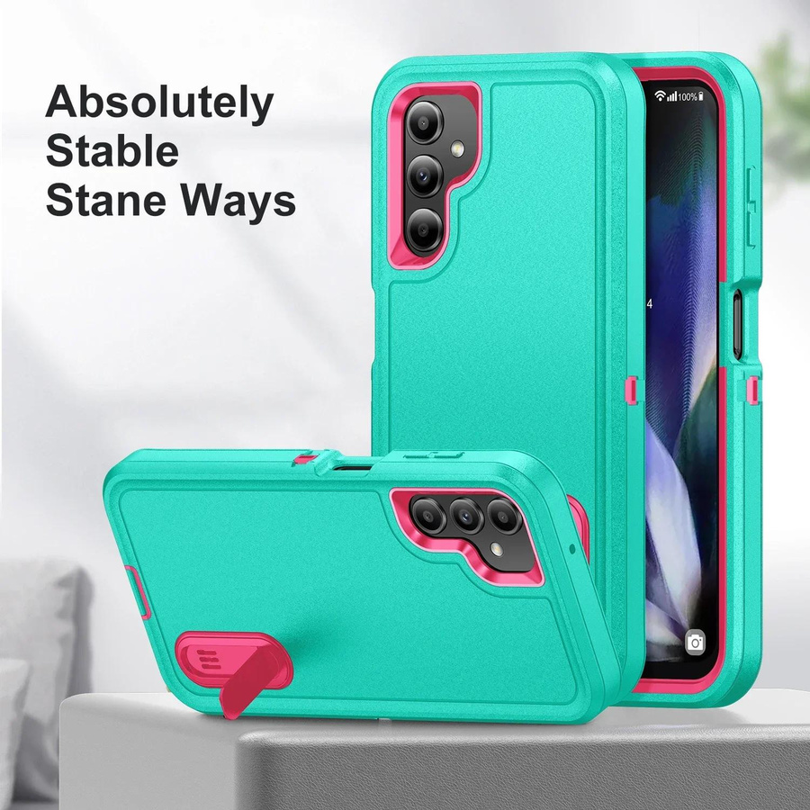 Stoßfeste Schutzhülle mit Ständer für Samsung Galaxy A16 A26 A36 A56 5G/4G sowie A06 A15 A54 A53 A14 A04S in Schwarz und Türkis - Bild 3