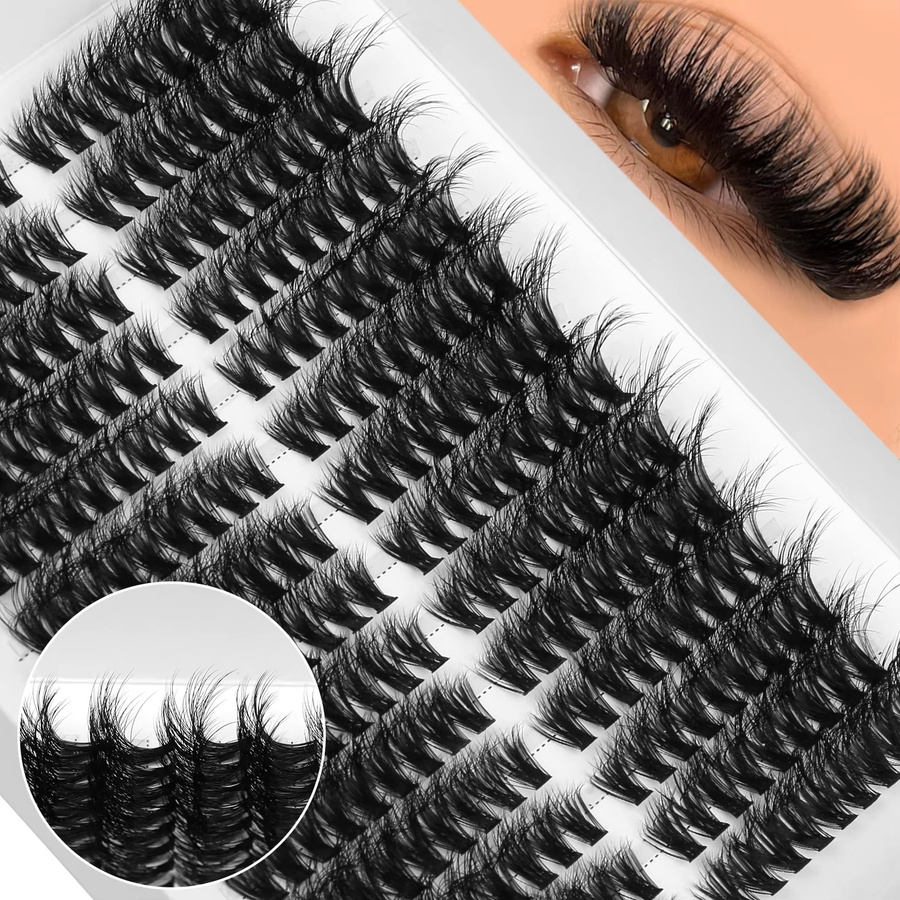VELTRINAY Cluster-Wimpern DIY Wimpernverlängerung, D-Curl, Schwarz, Unisex - Bild 2
