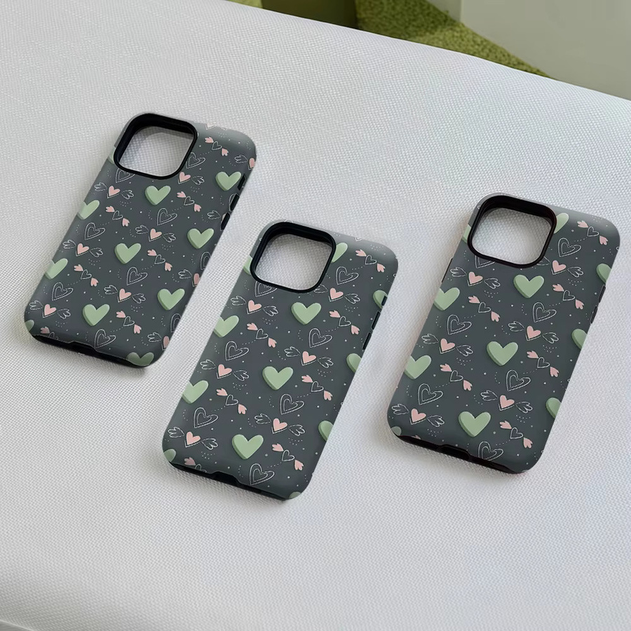 Potdemiel Aurea Case Matte Bumper MagSafe kompatible iPhone Hülle mit Salbeigrüner Geflügelten Herz-Abdeckung in Grün Multicolour - Bild 4