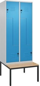 C+P Z-Spind Classic PLUS Sitzbank mit 4 Fächern und Sicherheits-Drehriegel, Sitzfläche aus Buche-Hartholz, B/T/H: 212,0 x 80,0 x 81,5 cm - Bild 1