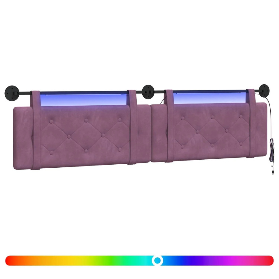 vidaXL Hängendes Kopfteil aus lila Samt mit integrierter LED-Beleuchtung, B/H: 210 x 55 cm - Bild 2
