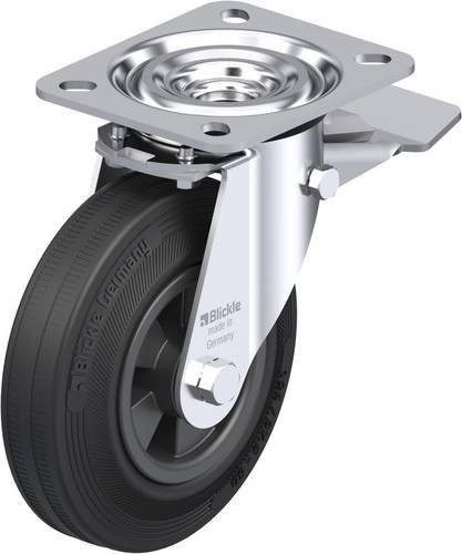 Blickle L-VPP 125R-ST Lenkrolle mit Feststeller in Schwarz und Silber, Rad-Durchmesser: 125 mm, Tragfähigkeit: 100 kg - Bild 1