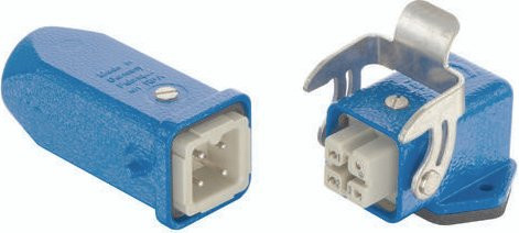 HARTING Steckverbinder-Set 10360030005 in Blau mit 3 Polen plus PE - Bild 1