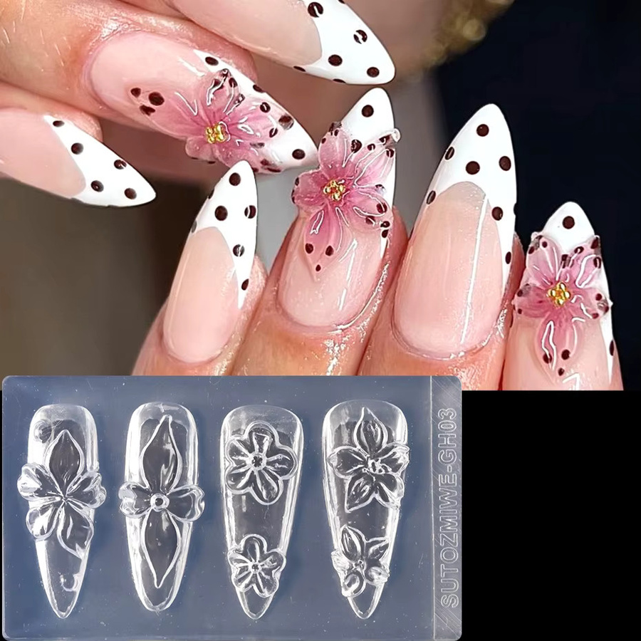 Full Beauty 3D Blumen-Nagel-Silikonform für Acryl-UV-Gel - Bild 3