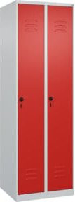 C+P Spind Classic PLUS Garderobenschrank mit 2 Abteilen, Farbe Lichtgrau und Verkehrsrot, B/T/H: 600 x 500 x 185 cm - Bild 1