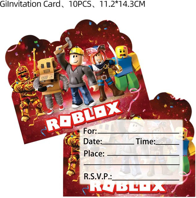 Roblox Geburtstag Party Dekoration Set in Pink und Multicolour mit Banner, Luftballons, Tortenaufsatz, Tellern und Tassen - Bild 1