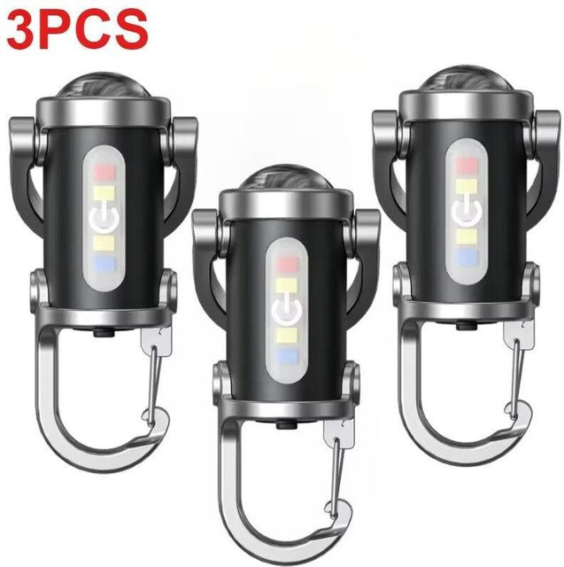 YJMP Super Lighting COB LED Mini Schlüsselanhänger Taschenlampe, USB wiederaufladbar, Schwarz, 3er-Set - Bild 1