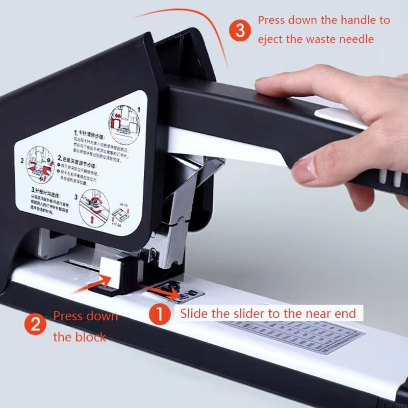 Heavy Duty Büro-Hochleistungshefter in Schwarz mit 210 Blatt Papierkapazität und integrierter Heftklammer-Aufbewahrungsbox - Bild 3