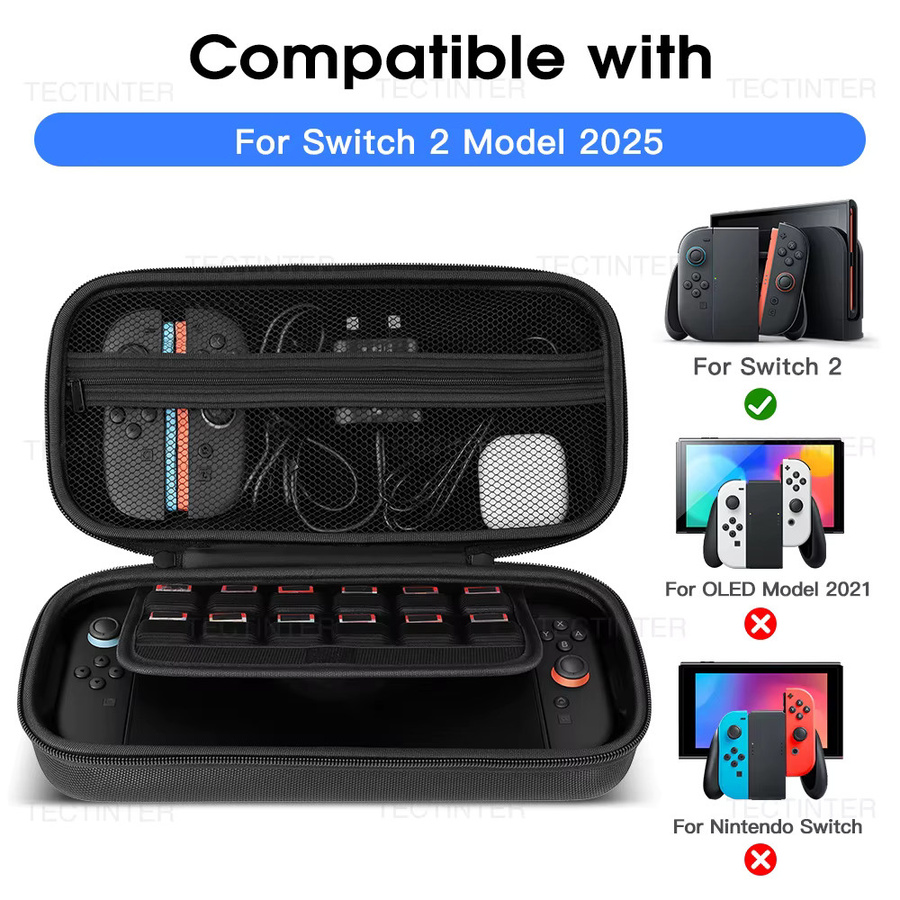 TECTINTER Tragetasche für Nintendo Switch 2 mit schützender EVA-Hartschale, Schwarz - Bild 2