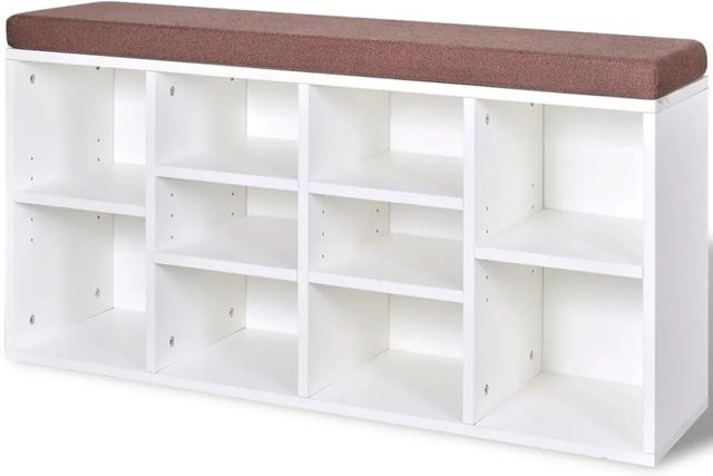 vidaXL Schuhschrank als Sitzbank mit 10 Fächern in Weiß und Braun - Bild 1