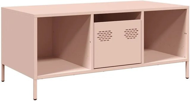 vidaXL Couchtisch aus kaltgewalztem Stahl in Pink im Industrie-Stil, B/T/H: 101,5 x 50 x 43,5 cm - Bild 1