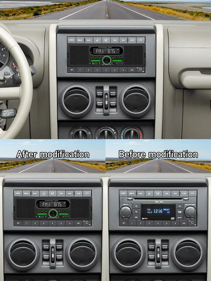 BQCC Bluetooth-Autoradio mit integriertem 20-W-Lautsprecher, MP3-Player, FM-Tuner und Stereo-AUX im klassischen Retro-Design - Bild 4