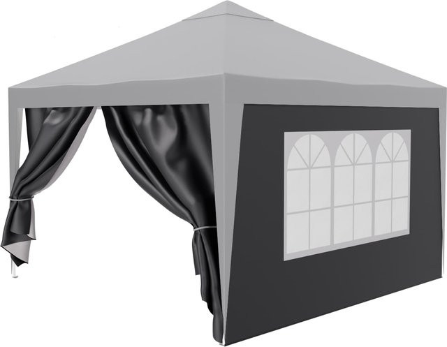 24MOVE Pavillon Seitenteile 2er Set für 2x3m Partyzelt und Festzelt mit Fenster und Reissverschluss, grau - Bild 1