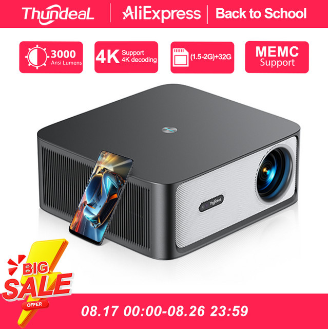 ThundeaL TD98Pro Smart Beamer Heimkino Projektor mit 4K Full HD, 3000 ANSI Lumen, WiFi und Android in Schwarz - Bild 1